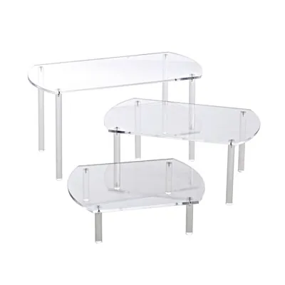 Présentoir gigogne acrylique 40/50/60 x 30 x 11/21/31 cm transparent - Présentoir 3 niveaux - Lot de 3 - Supports Plexi