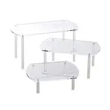 Présentoir gigogne acrylique 40/50/60 x 30 x 11/21/31 cm transparent - Présentoir 3 niveaux - Lot de 3 - Supports Plexi