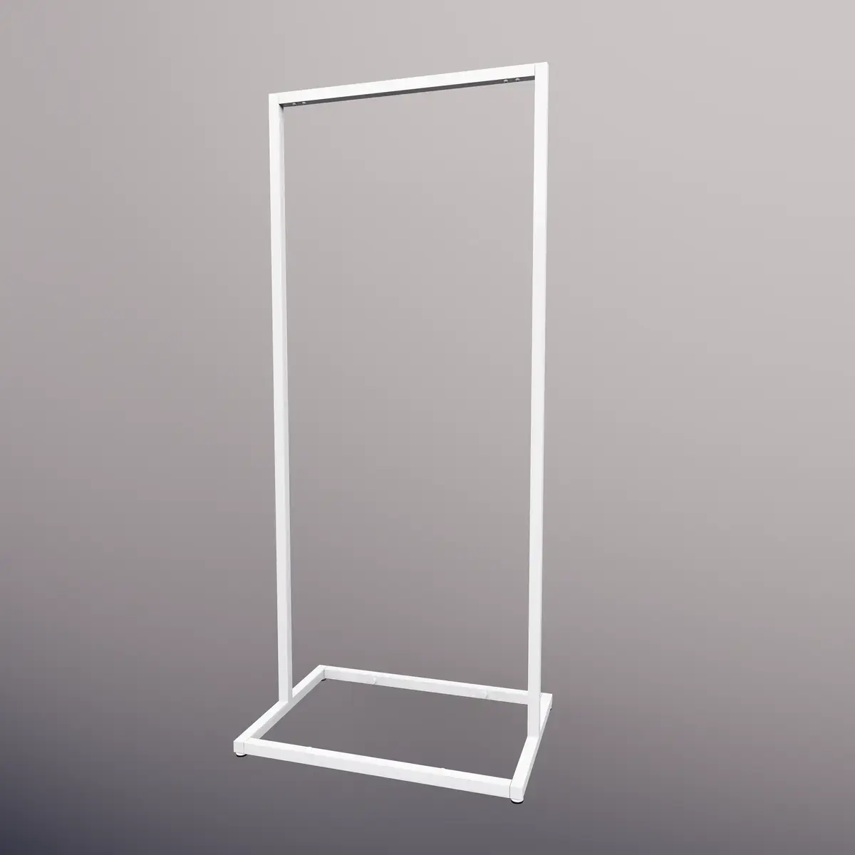 Portant vêtement professionnel blanc sur vérin, 65x45x150cm - Ligne Square 25 blanc