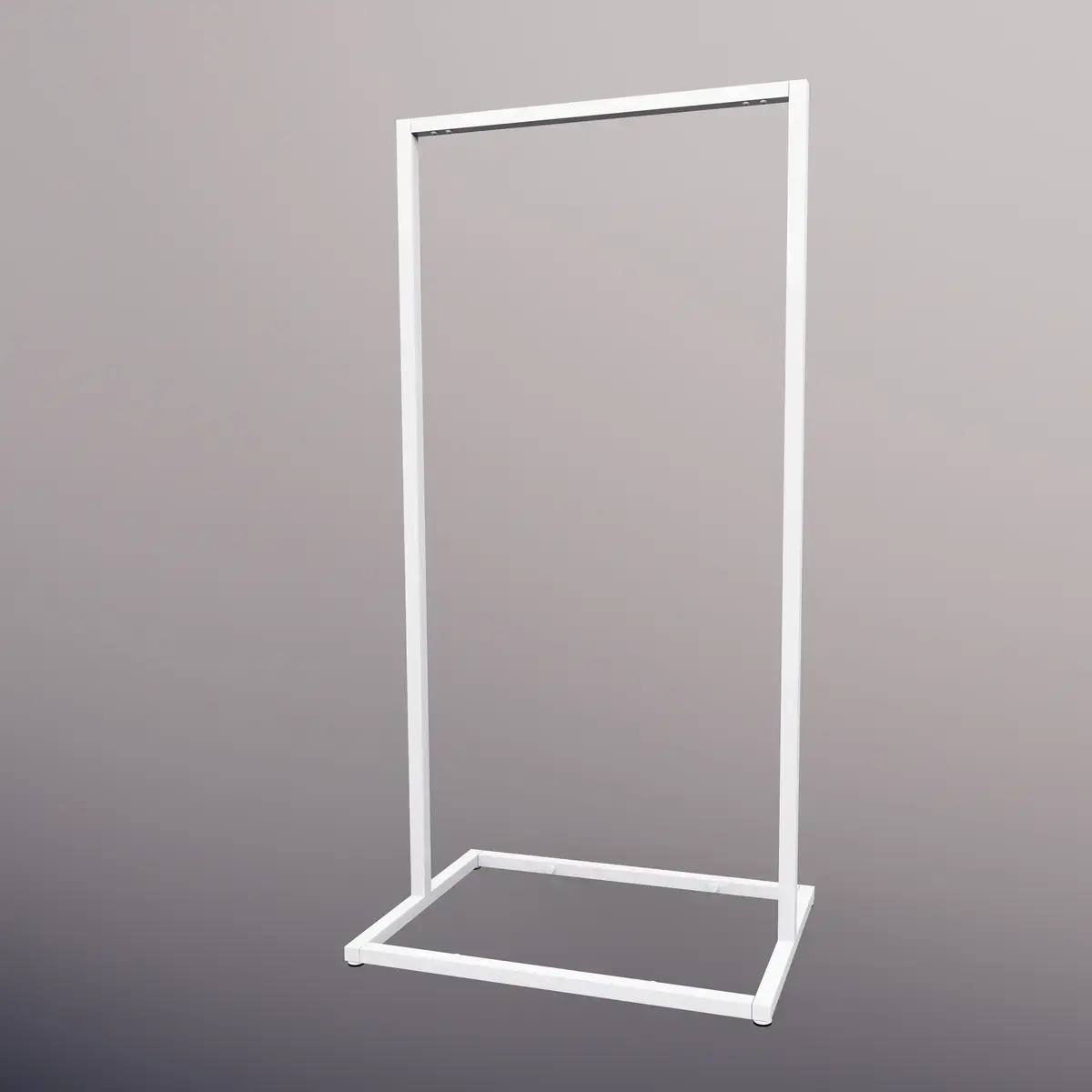 Portant vêtement professionnel blanc sur vérin, 105x45x150cm - Ligne Square 25 blanc