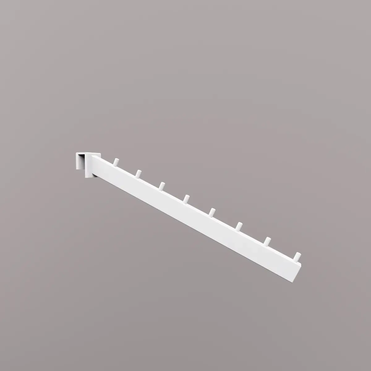 Bras incliné L33cm pour barre de charge, 8 crans, tube 30x15mm, blanc - Ligne Square 25 blanc