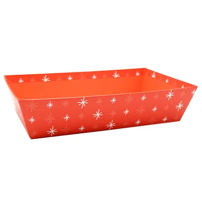 Corbeilles carton rectangulaire Étoiles 33 x 20 x 7,5 cm rouge / blanc, paquet de 10 - Corbeilles carton-2
