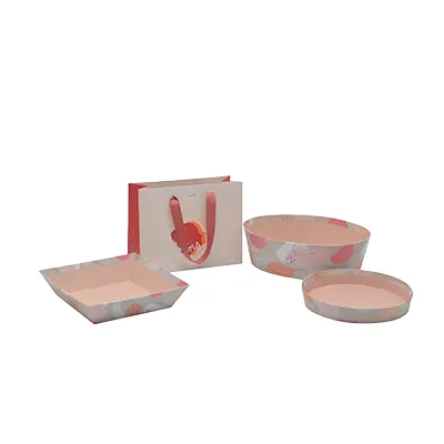 Corbeille carton ronde Beauté ø 20,5 x 3 cm beige clair / terracotta, paquet de 10 - Corbeilles carton-5