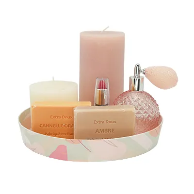 Corbeille carton ronde Beauté ø 20,5 x 3 cm beige clair / terracotta, paquet de 10 - Corbeilles carton-9