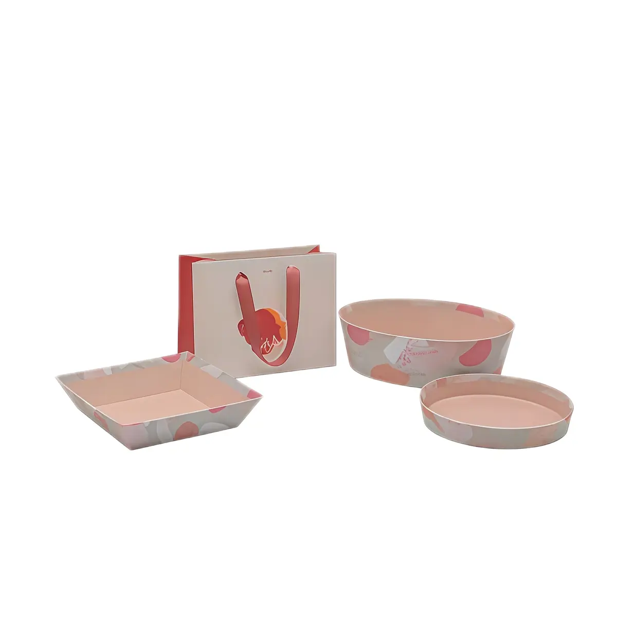 Corbeille carton ovale Beauté 26 x 19,3 x 8 cm beige clair / terracotta, paquet de 6 - Corbeilles carton-3