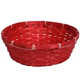 Corbeille bambou ronde rouge ø 30 x 9 cm, paquet de 10 - Corbeilles bambou