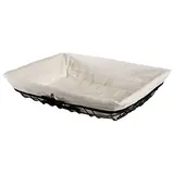 Corbeille métal rectangulaire noire avec tissu blanc 35 x 25 x 8 cm