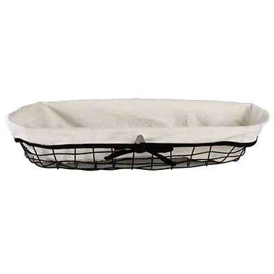 Corbeille métal ovale noire avec tissu blanc 44 x 12 x 9 cm - Corbeilles métal-2