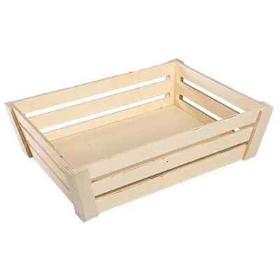 Cagette bois naturel 26 + 27 x 9.5 cm - Caisse de présentation en bois - Lot de 5 - Barquettes bois, Cagettes bois, Paniers bois