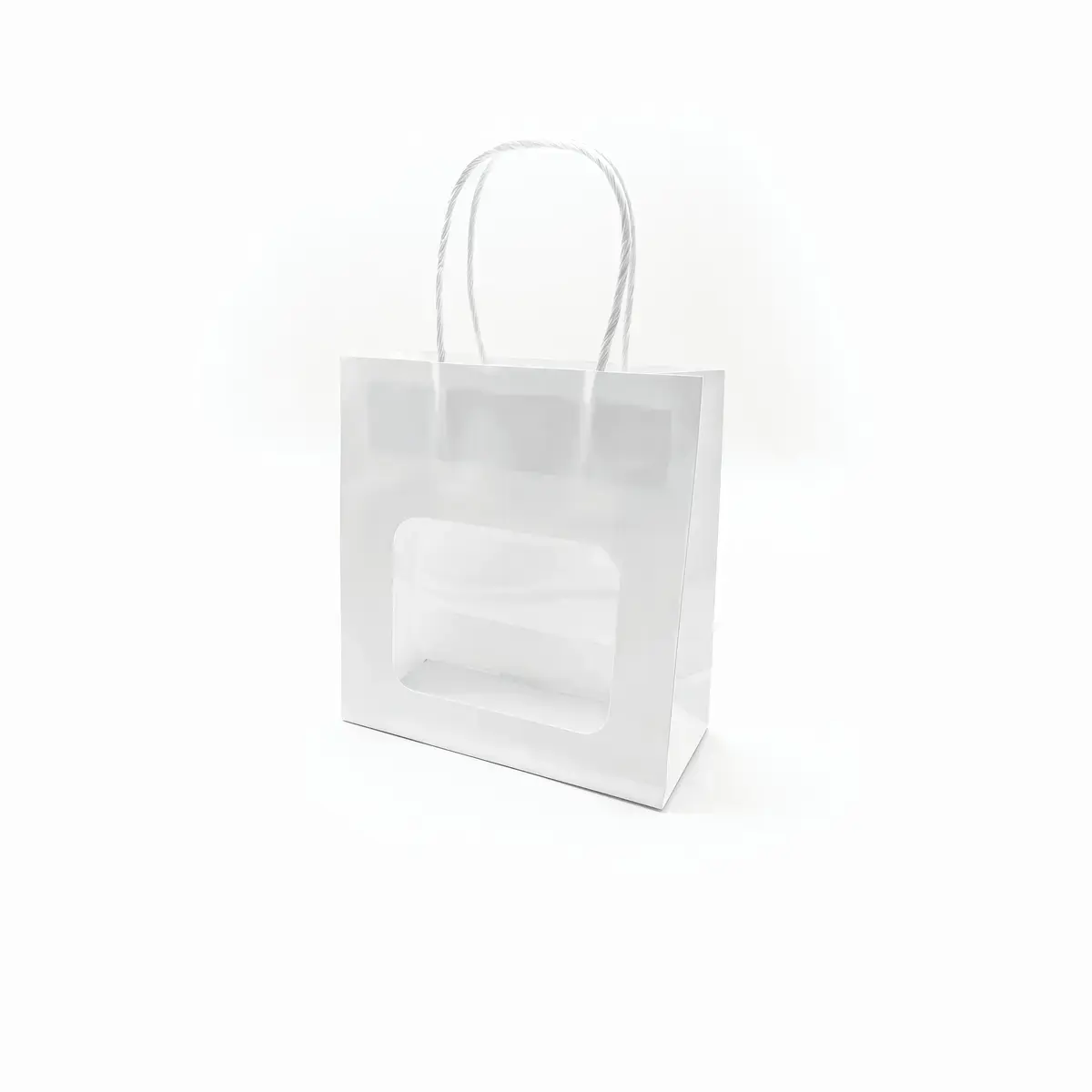 Sac kraft avec fenêtre et poignées torsadées, blanc, 17,5 + 7,5 x 18,5 cm, paquet de 20 - Sacs kraft à fenêtre