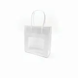 Sac kraft avec fenêtre et poignées torsadées, blanc, 17,5 + 7,5 x 18,5 cm, paquet de 20 - Sacs kraft à fenêtre