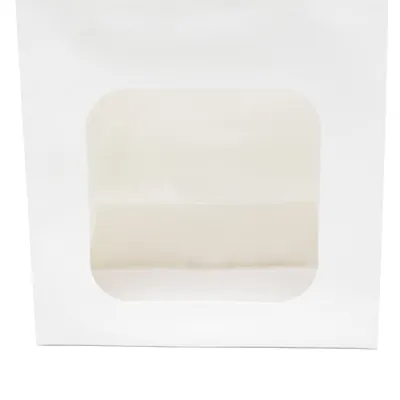 Sac kraft avec fenêtre et poignées torsadées, blanc, 17,5 + 7,5 x 18,5 cm, paquet de 20 - Sacs kraft à fenêtre-5