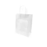 Sac kraft avec fenêtre et poignées torsadées, blanc, 21,5 + 10,5 x 27,5 cm, paquet de 20 - Sacs kraft à fenêtre