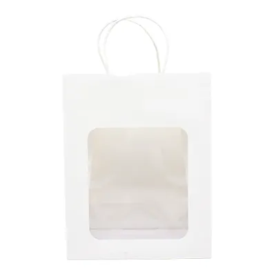Sac kraft avec fenêtre et poignées torsadées, blanc, 21,5 + 10,5 x 27,5 cm, paquet de 20 - Sacs kraft à fenêtre-2