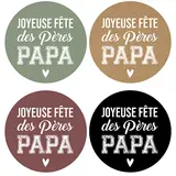 Étiquettes Fête des Pères, étiquettes cadeaux Fête des Pères ø 35 mm, assortiment vert / marron / beige / noir - Étiquettes cadeaux adhésives