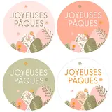 Assortiment étiquettes cadeaux adhésives Joyeuses Pâques Pastel ø35mm – Lot de 500 - Emballage Pâques