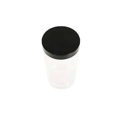 Pot PET cylindrique transparent avec couvercle vissant noir - 500 ml - carton de 135 unités - Bouteilles et pots cylindriques