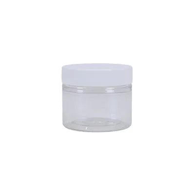 Pot PET cylindrique transparent avec couvercle vissant blanc - 50 ml - carton de 760 unités - Bouteilles et pots cylindriques