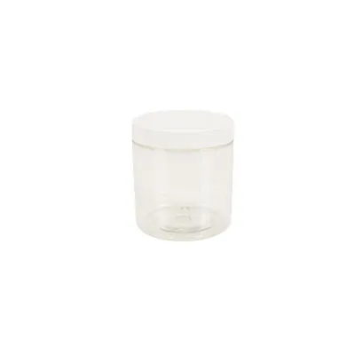 Pot PET cylindrique transparent avec couvercle vissant blanc - 250 ml - carton de 135 unités - Bouteilles et pots cylindriques-2