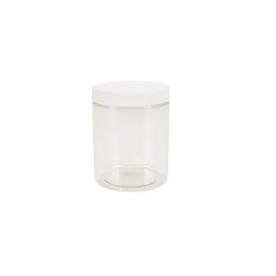 Pot PET cylindrique transparent avec couvercle vissant blanc - 300 ml - carton de 212 unités - Bouteilles et pots cylindriques-2