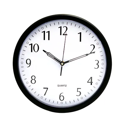 Horloge murale ronde à quartz ø 30 cm plastique Wonday - Noir - Horloges