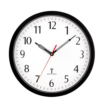 Horloge murale ronde à quartz radio pilotée ø 30 cm plastique Wonday - Noir - Horloges