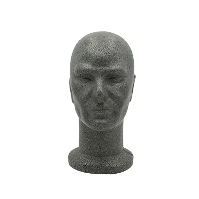 Tête mannequin homme polystyrène 54 cm - Tête pour perruque, chapeau - Gris anthracite - Têtes mannequin, têtes à perruque