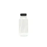 Bouteille carrée en plastique PET transparent avec bouchon noir 250 ml - Bouteilles et pots cylindriques