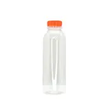 Bouteille ronde en plastique PET transparent avec bouchon orange 500 ml - Bouteilles et pots cylindriques