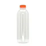 Bouteille ronde en plastique PET transparent avec bouchon orange 1000 ml - Bouteilles et pots cylindriques