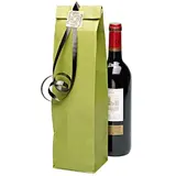 Pochette bouteille kraft vert lisse 10 x 8 x 41 cm 80 g/m² - Pochette cadeau bouteille - Paquet de 50