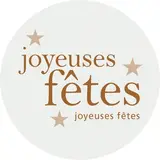 Étiquettes adhésives Joyeuses Fêtes Écru / Marron ø 65 mm - Boîte de 200 - Étiquettes Noël