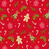 Papier cadeau couché rouge motifs Noël vert 70 cm x 50 m 80 g/m² – le rouleau - Papier cadeaux couchés à motifs