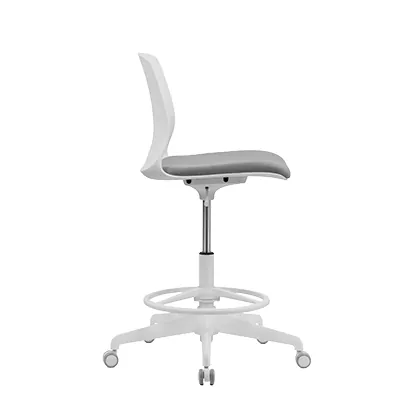 Siège assis-debout design Oslo blanc, polyuréthane, assise tissu, repose-pieds réglable, 135kg - Sièges de caisse-3