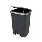 Poubelle à pédale 70 L noire L 45 x P 37,5 x H 65 cm