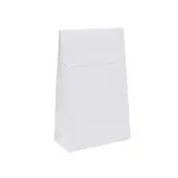 Pochette cadeau blanche mate pelliculée fermeture adhésive 14+5,5x23 cm – Paquet de 50