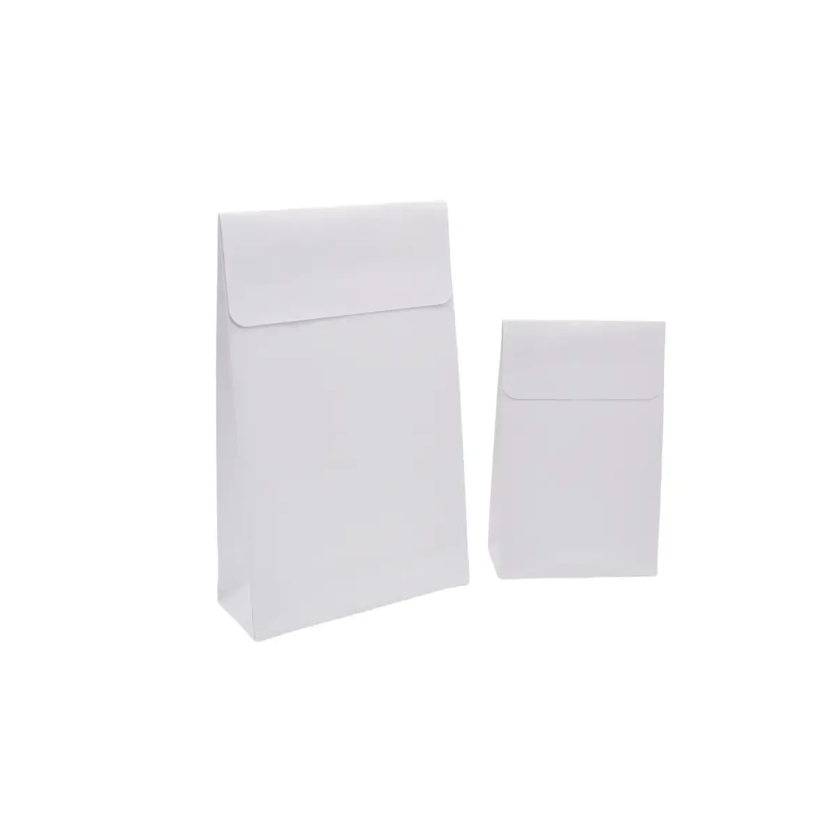 Pochette cadeau blanche mate pelliculée fermeture adhésive 14+5,5x23 cm – Paquet de 50 - Pochettes cadeaux luxe-4