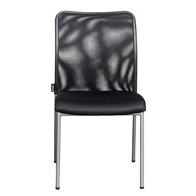Chaise visiteur empilable Cancun – Assise nid d'abeille, dossier résille - Noir - Chaises d'intérieur-4