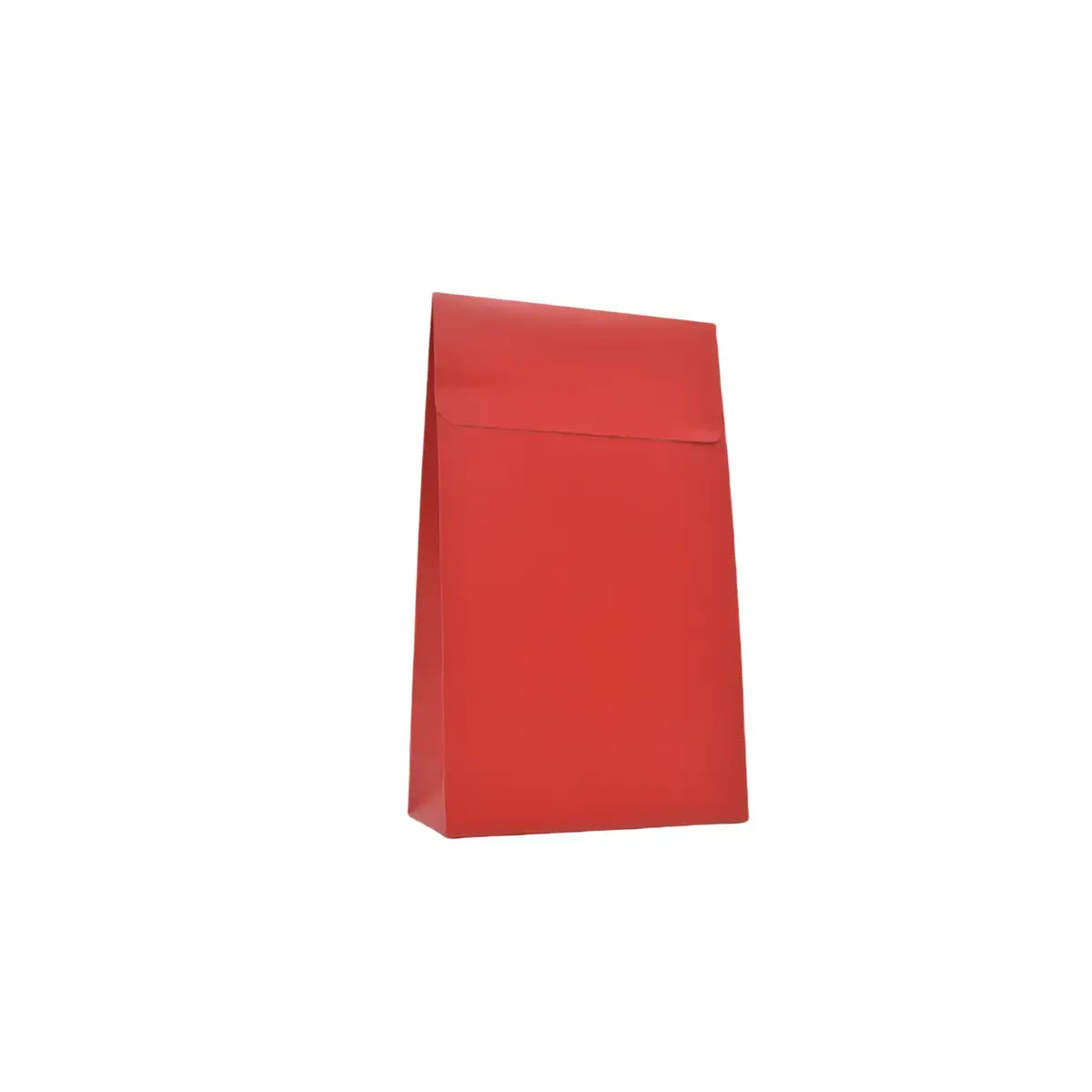 Pochette cadeau pelliculée rouge mat à rabat adhésif 10 x 4,5 x 16 cm – Paquet de 50 - Pochettes cadeaux luxe