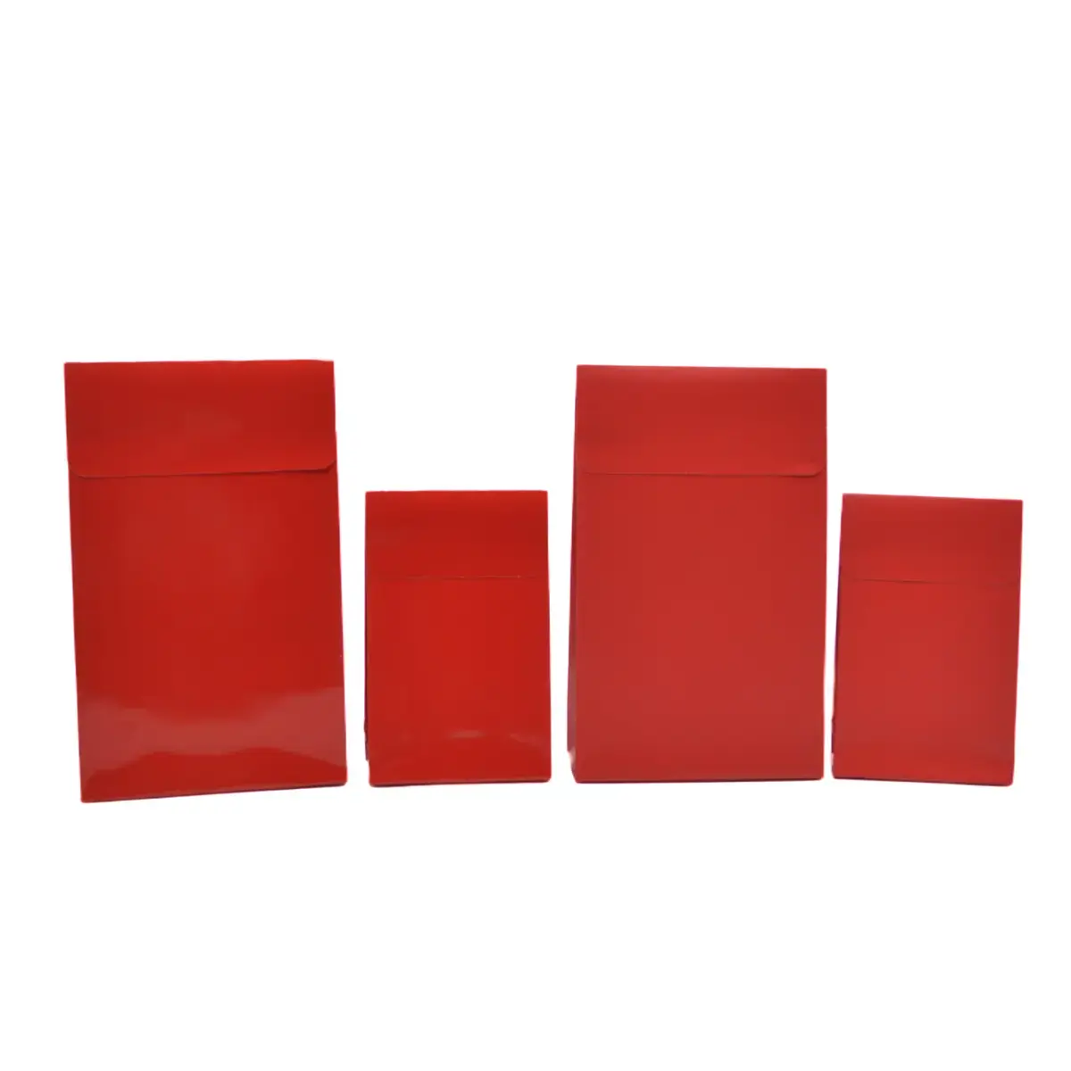 Pochette cadeau pelliculée rouge mat à rabat adhésif 10 x 4,5 x 16 cm – Paquet de 50 - Pochettes cadeaux luxe-2