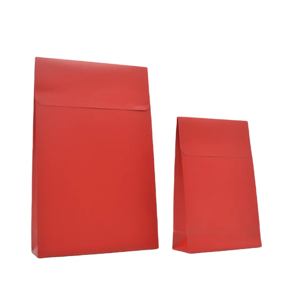 Pochette cadeau pelliculée rouge mat à rabat adhésif 14 x 5,5 x 23 cm – Paquet de 50 - Pochettes cadeaux luxe-3