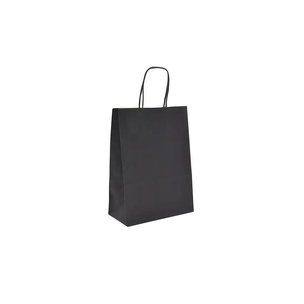 Sacs kraft noir poignées torsadées 16 + 8 x 22 cm – Paquet de 100 - Sacs kraft couleur poignées torsadées