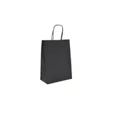 Sacs kraft noir poignées torsadées 16 + 8 x 22 cm – Paquet de 100 - Sacs kraft couleur poignées torsadées
