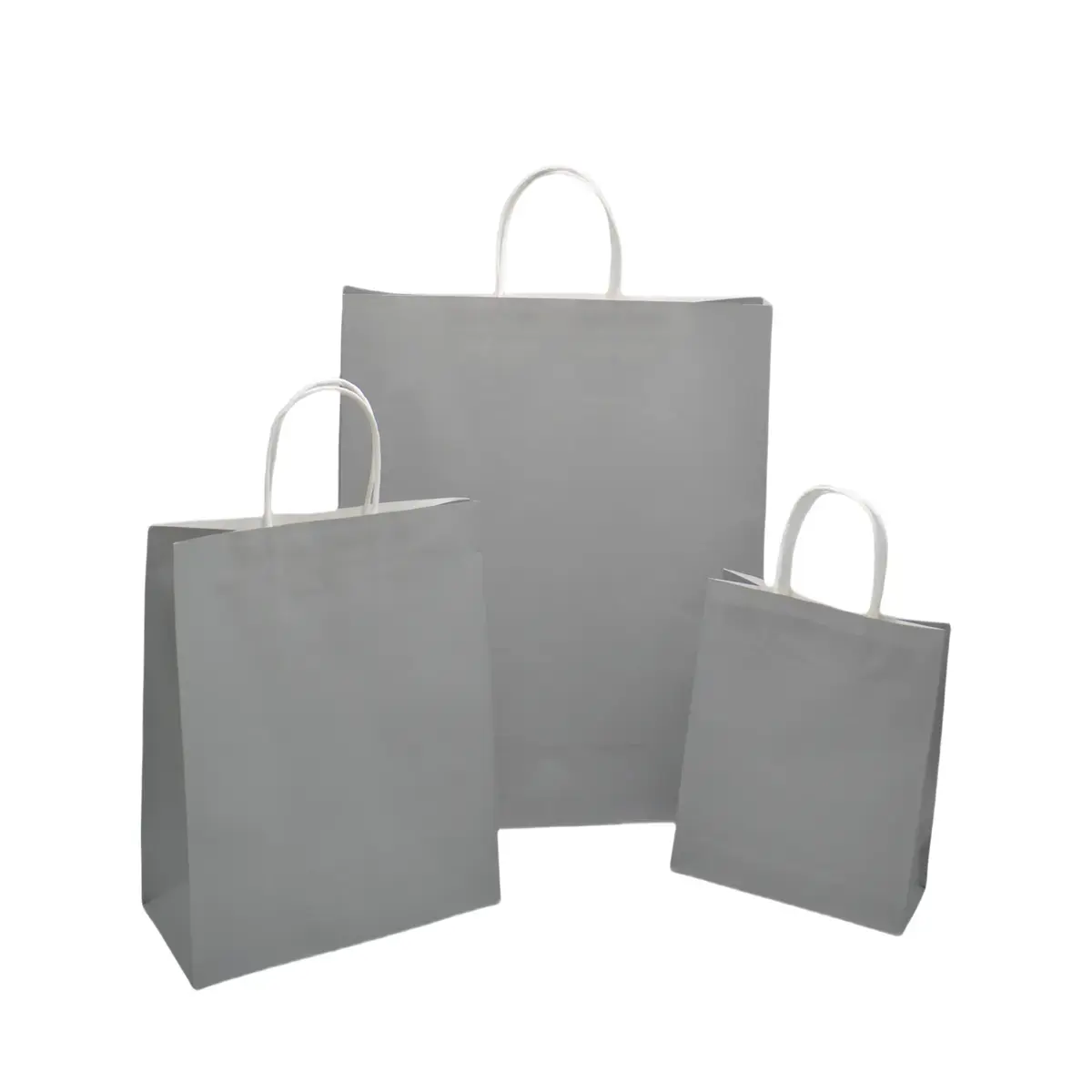 Sac kraft gris poignées torsadées 35x14x44cm – Paquet de 50 - Sacs kraft couleur poignées torsadées-2