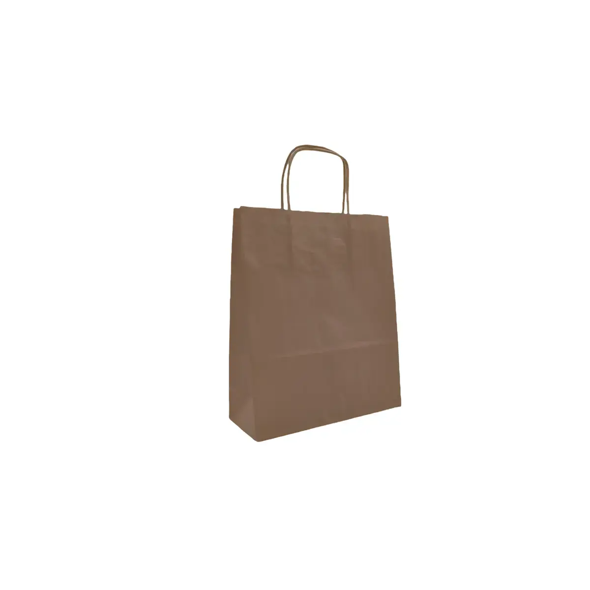 Sac kraft marron chocolat poignées torsadées sur kraft brun 19 x 8 x 24 cm – Paquet de 50 - Sacs kraft couleur poignées torsadées