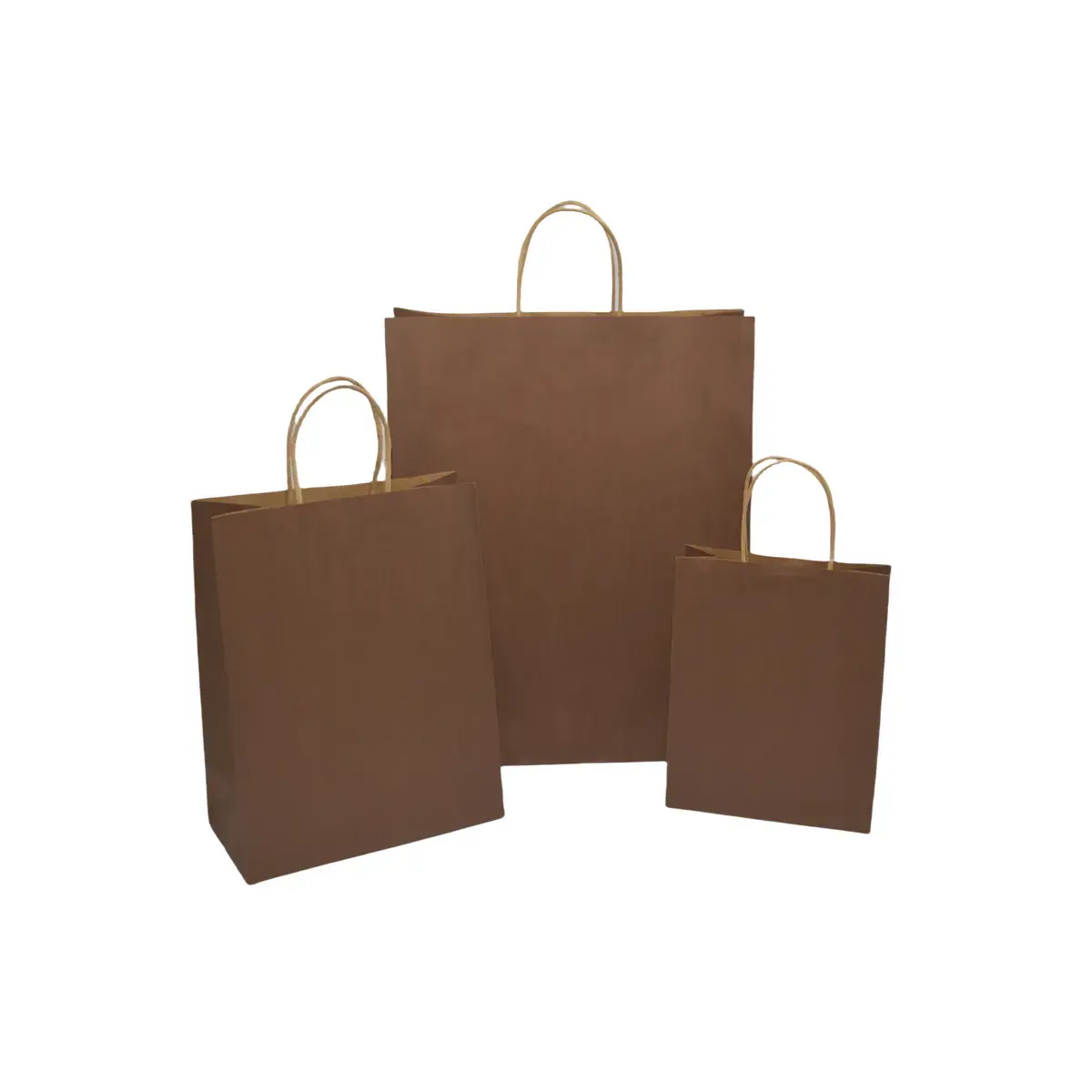 Sac kraft marron chocolat poignées torsadées sur kraft brun 19 x 8 x 24 cm – Paquet de 50 - Sacs kraft couleur poignées torsadées-2