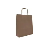 Sac kraft chocolat poignées torsadées brunes 24+12x31 cm – Paquet de 50 - Sacs kraft couleur poignées torsadées