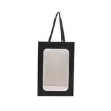 Sacs pelliculés noirs mats à fenêtre et poignées coton – 20 x 16 x 30 cm - Paquet de 20 - Sacs pelliculés poignées cordelette