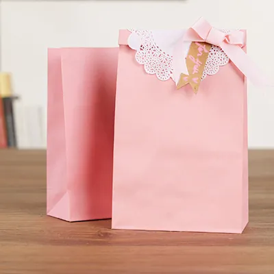 Pochette cadeau SOS kraft rose poudré 13x8x24 cm 70 g/m² - Paquet de 250 - Pochettes SOS kraft-3