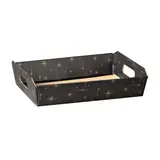 Paniers pour panier garni étoiles noir/or poignées découpées 35x26x7cm - Paquet de 30 - Corbeilles carton